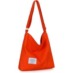 Women's Persimmon Imported Canvas Retro Large Size Shoulder Crossbody Tote Bag